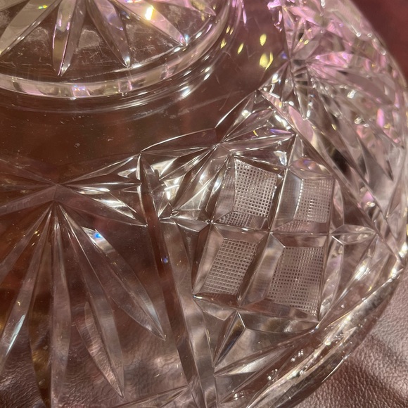 Vintage Czech Bohemian Hand Cut Crystal Antique Round Bowl - Picture 5 of 5